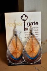 orange thread earrings