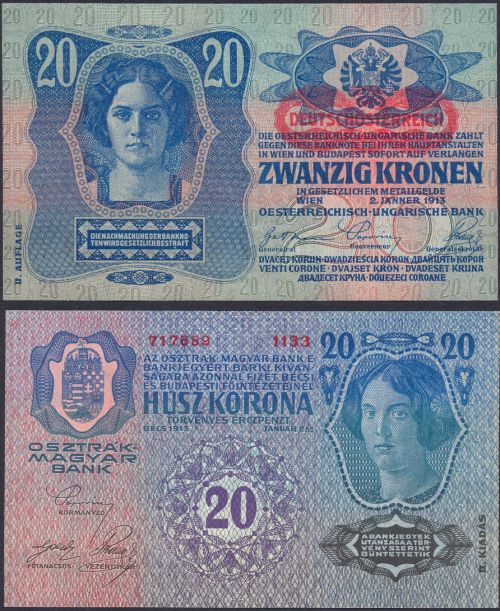 20 Kronen Rakúsko 1919, razítko