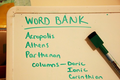word bank on white board
