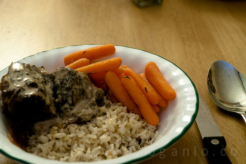 Braised beef with herbed carrots and coconus