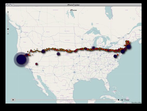 iPhone Tracker view of my travels since mid-June