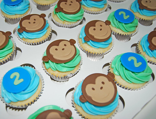 monkey 2nd birthday cupcakes