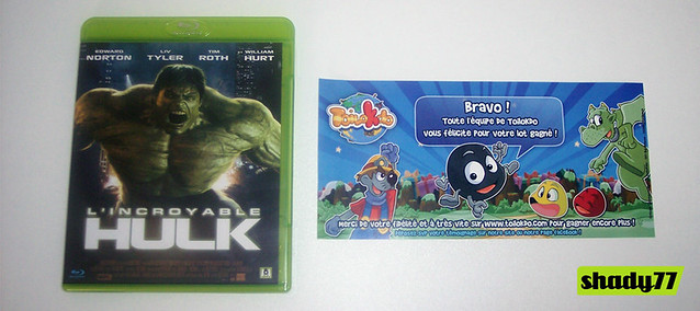 Réception Blu-ray de lincroyable Hulk gagné sur Toilokdo