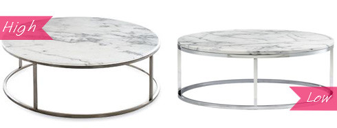 marble coffee table cb2 dwr