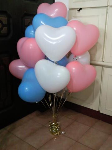 心型空飄氣球，粉紅，粉藍，白，共15顆，拍婚紗使用 by dod_balloon