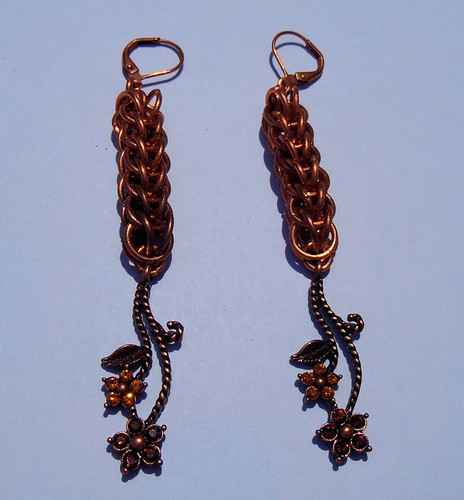 Full Persian Copper and Swarovski Earrings