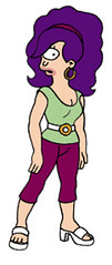 Leela done up like Peggy Bundy, complete with permed, long hair and headband