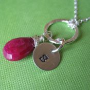 Ruby and Initial Necklace