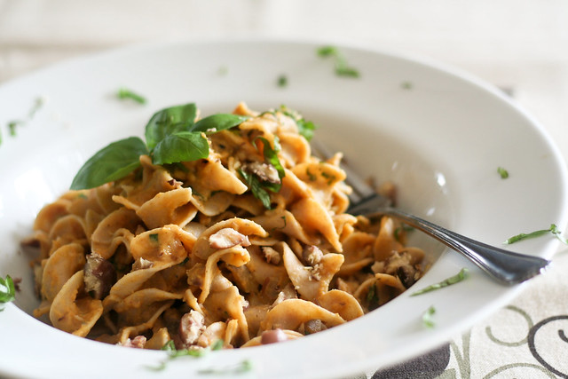 A plate of Creamy Pumpkin and Chestnut Pasta