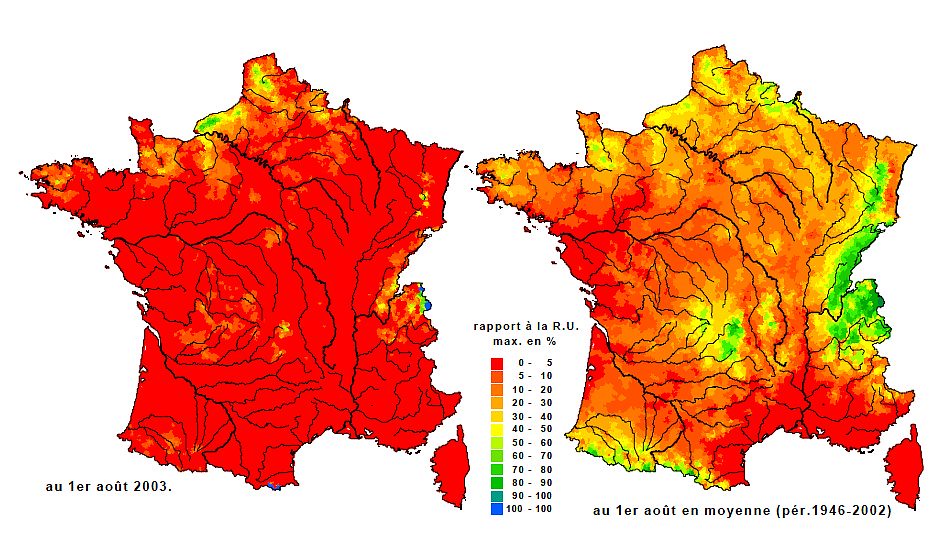 sécheresse des sols en août 2003 météopassion