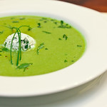 Asparagus Soup with Herbed Goat Cheese