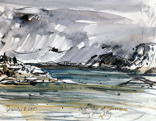 Norwegian sketches from moving boat