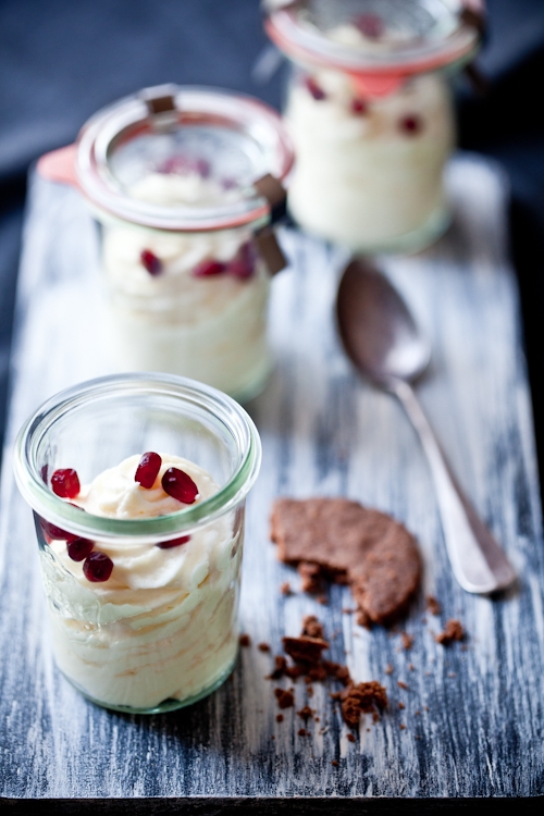 White Chocolate & Mascarpone Mousse With Cocoa Nib Shortbread Cookies