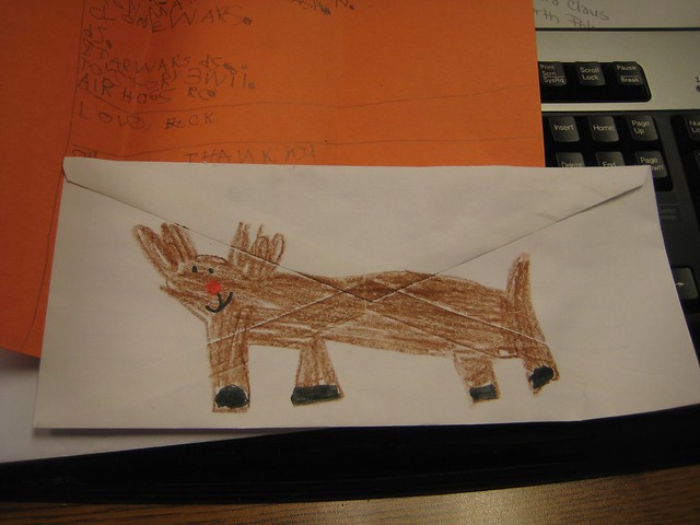 Reindeer drawing on Santa letter
