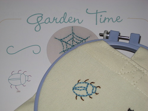 Day 19:  Doodle Stitched Blue Beetle Embroidery
