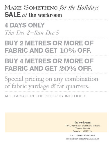 4 DAY FABRIC SALE at the workroom!