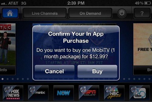 Confirm Your In App Purchase for MobiTV