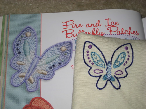 Day 24:  Doodle Stitched Blue Ice Butterfly Embroidery