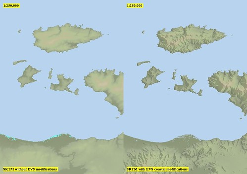 Marmara Island Vicinity - SRTM with EVS Modifications Before and After (1-250,000)