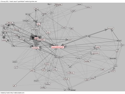 20110120-NodeXL-Twitter-Quantified Self High Between Keyword Co-occurance Network Graph