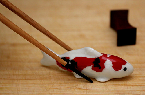 Ceramic Koi in Chopsticks