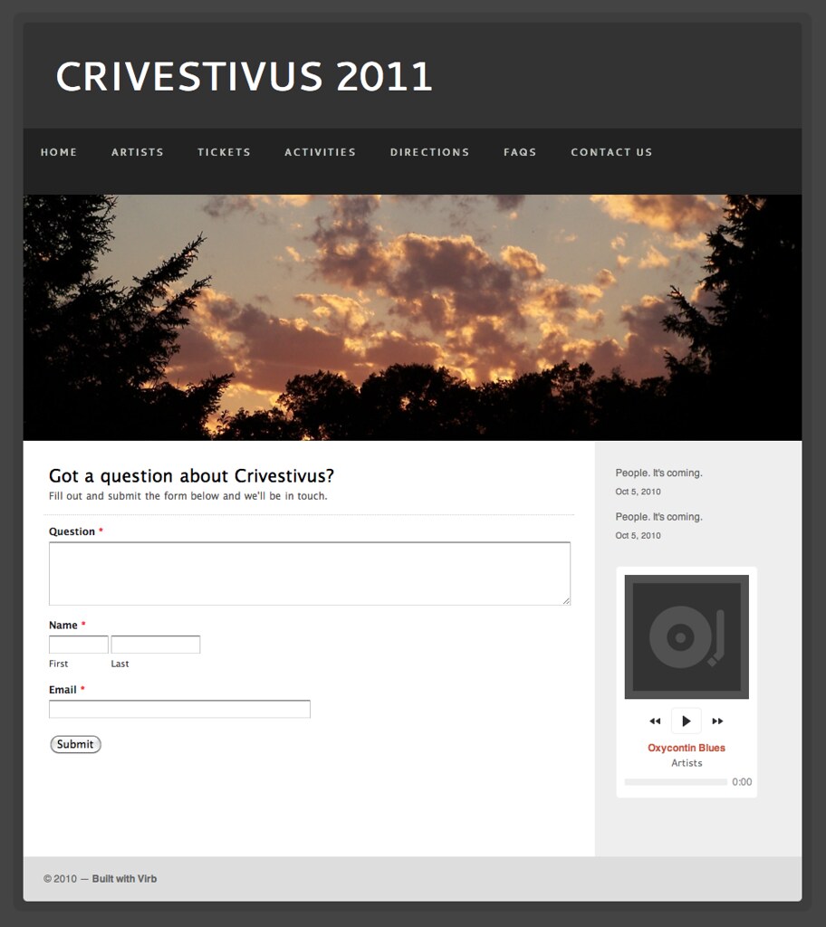 Crivestivus Site on Virb with Wufoo Form