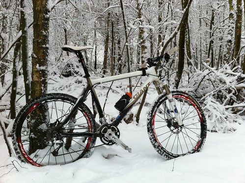 Mountain biking in the snow is