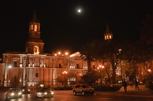 The cathedral of Arequipa at night