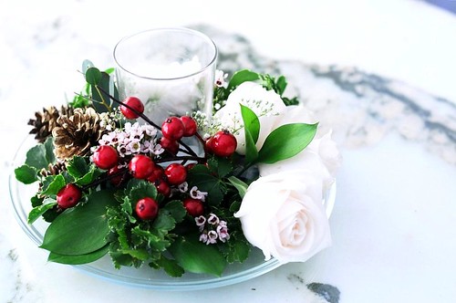 Christmas Wedding Table Flower Arrangement