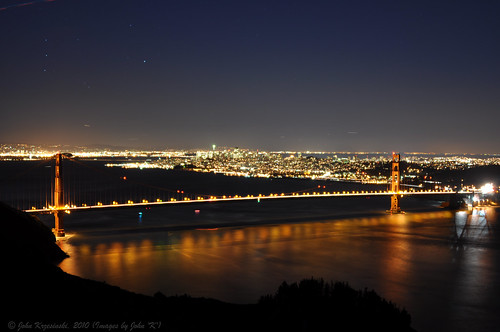 san francisco golden gate bridge at night. San Francisco and The Golden Gate Bridge at night