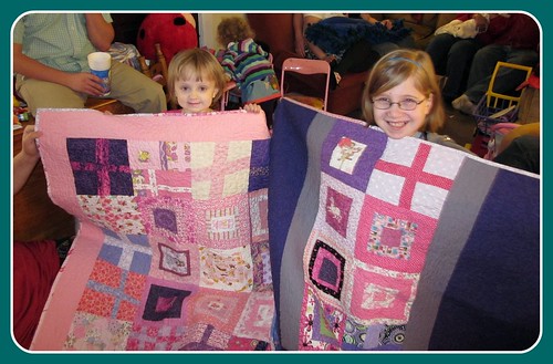 Rosemarie & Katee with their quilts