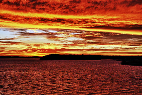 フリー写真素材|自然・風景|夕日・夕焼け・日没|湖・池|アメリカ合衆国|