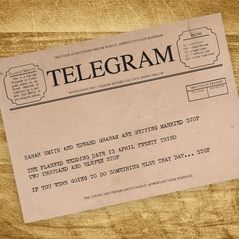 vintage telegram save the date