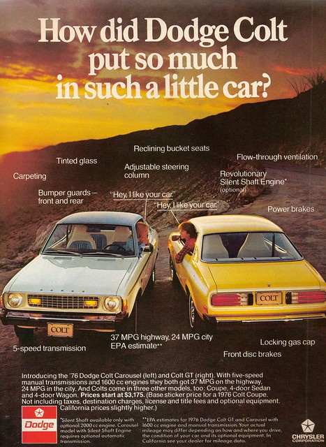car ad dodge colt 1976