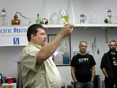 Master Distiller and Proprietor Marc Bernhard with a glass of Pacifique Absinthe Verte Supérieure