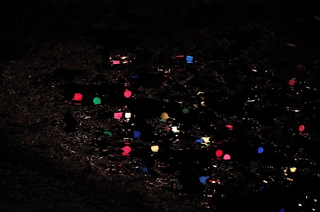 lights in muddy puddle