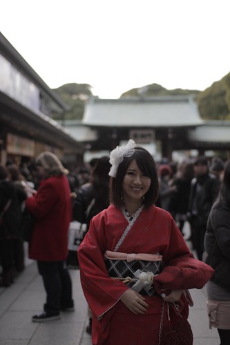 A girl in red kimono
