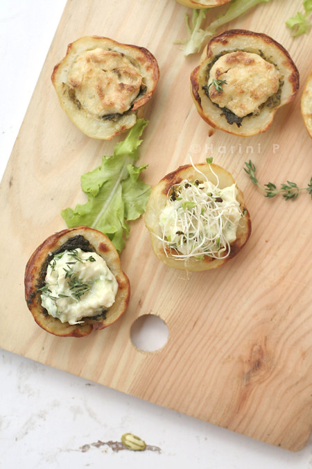 Stuffed Baked Potatoes with Vegan Cheese and Herb Filling