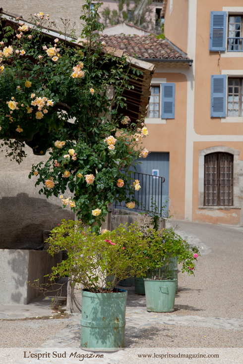 Flower pots in Moustiers Ste Marie, Provence