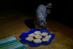 Dust Mite sneaks up on the (still incomplete) Santa snack