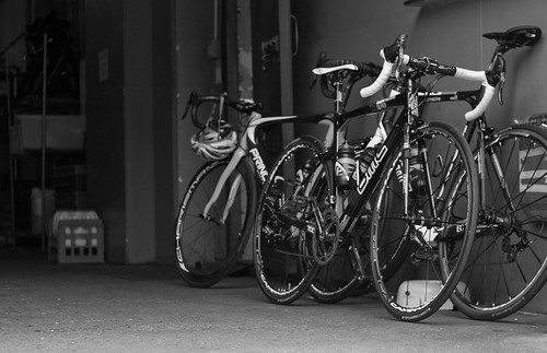 Bikes inside L'affare garage entrance