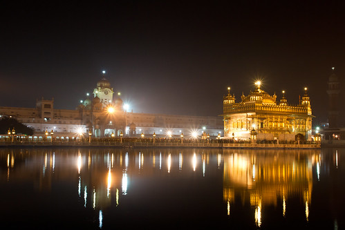 golden temple at night. Wider shot of the Golden Temple at night.
