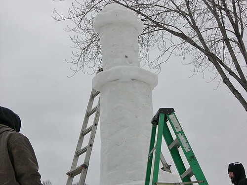 towering vertical snow block