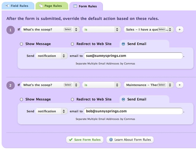 Rules for Email Notifications
