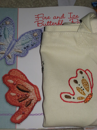 Day 26:  Doodle Stitching Red Fire Butterfly