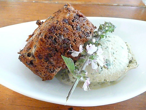 Sprout - Chocolate macadamia and pineapple torte with basil icecream