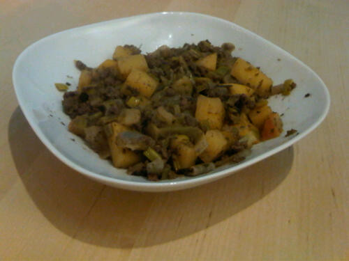 Rutabaga and beef mince stew