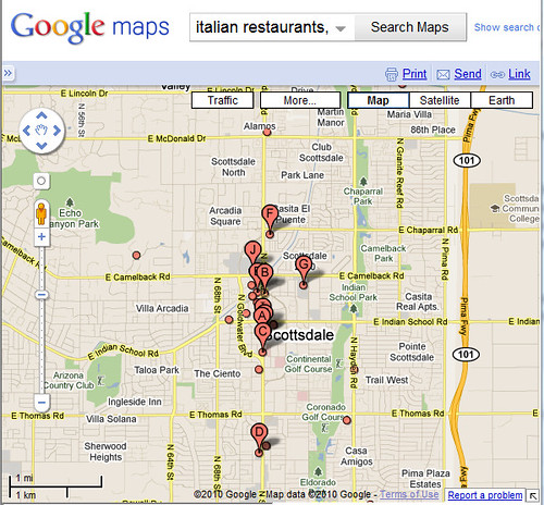 Italian Restaurants in Scottsdale, Arizona Map