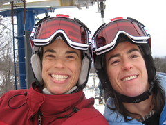 Megan + Amy on a chairlift