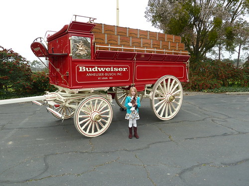 My daughter Alice in front of the wagon